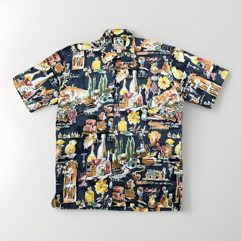 Kahala John Severson Hawaiian Shirt Men's Medium Merlot Pinot Noir Wine